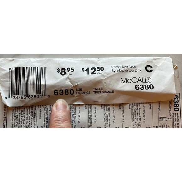 Vintage McCall's Pattern 6380 Women's Short & Long Sleeve Shirts Size XL 20-22 - Picture 3 of 4